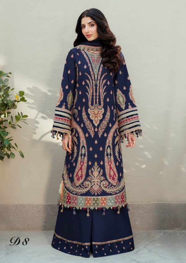 Dhanak Fabric - 3 Piece Unstitched Heavy Embroidered Dress With Dhanak Embroidered Shawl )