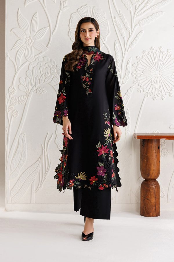 Dhanak Fabric - 3 Piece Unstitched Embroidered Dress With Printed Shawl